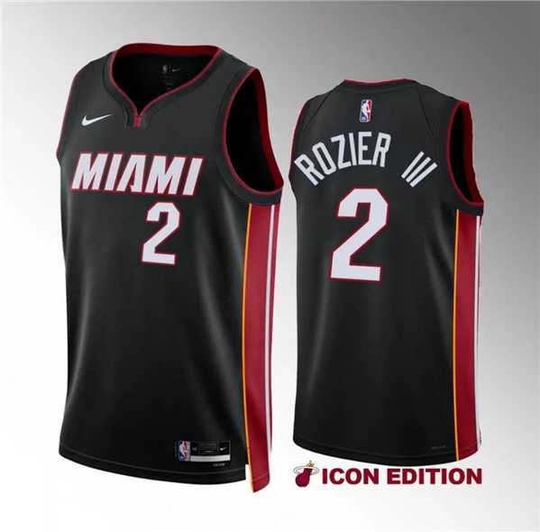 Mens Miami Heat #2 Terry Rozier III Black Icon Edition Stitched Basketball Jersey Dzhi